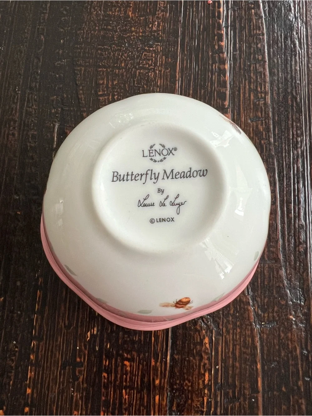 Butterfly Meadow by Lenox Pink fruit / ice cream bowl 4.75”